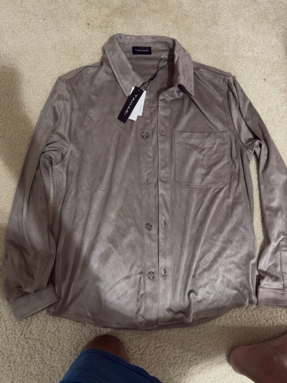 BRAND NEW ELIE TAHARI MENS BUTTON DOWN SUEDE OVERSHIRT MENS SMALL